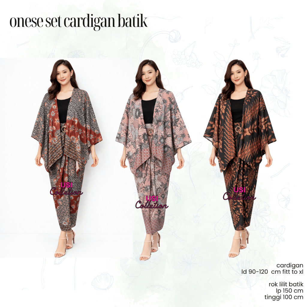 Stelan batik wanita simple elegan stelan kondangan dan casual rok lilit batik dan cardigan