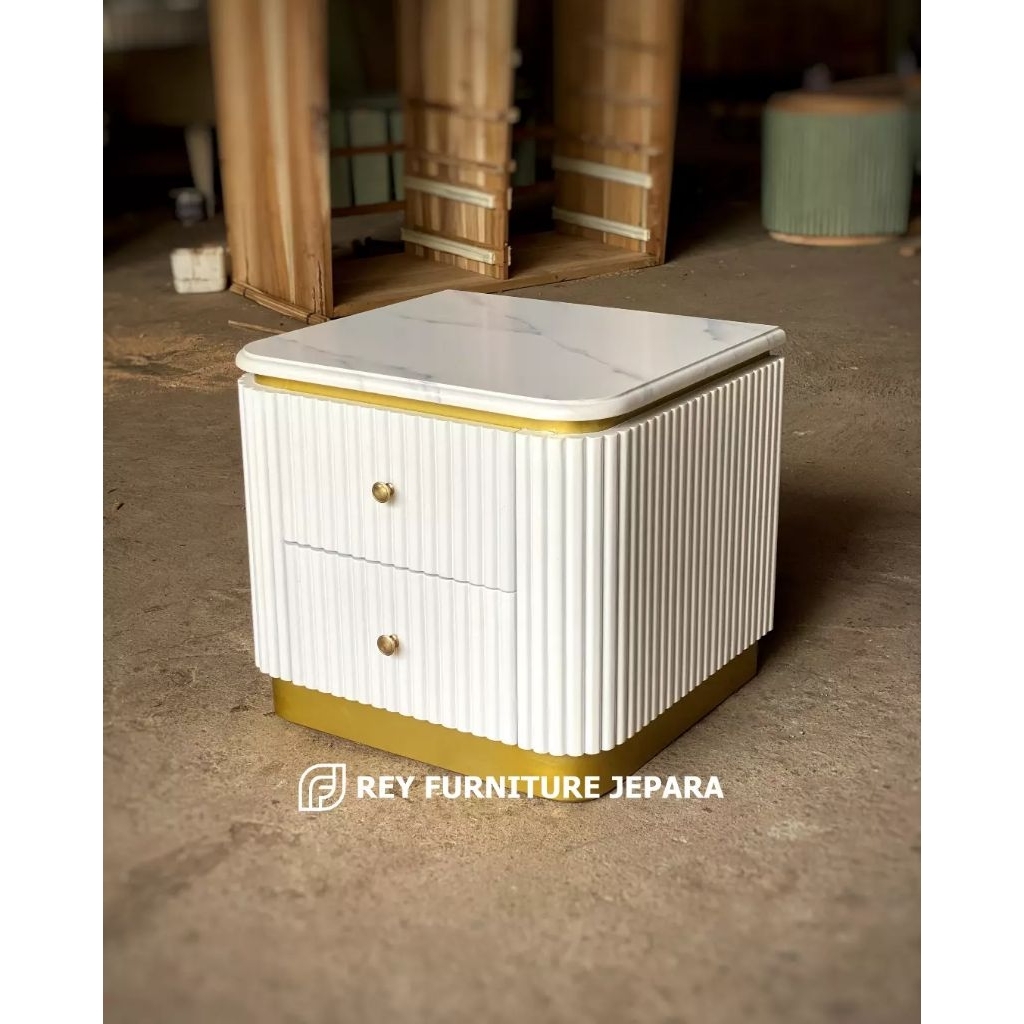 Meja Wastafel Custom 2 Laci Marmer Krem