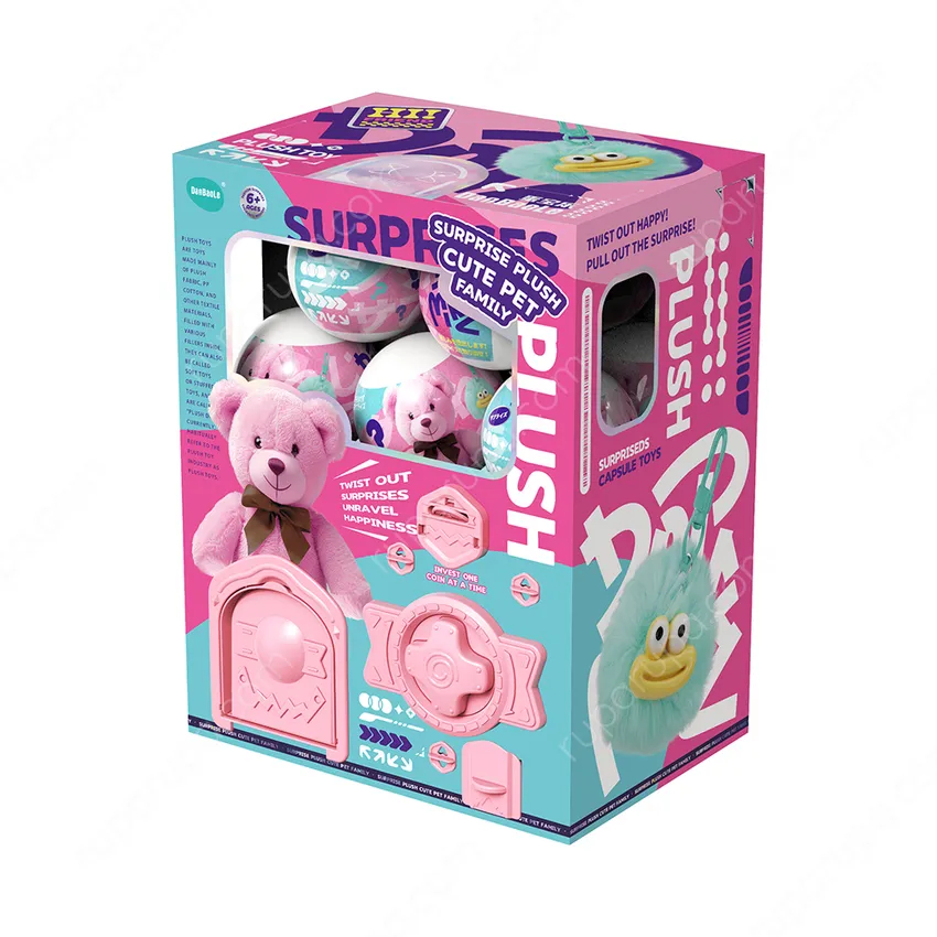 Kiddy Fun Gachapon Machine Cute Pet Family Plush Random