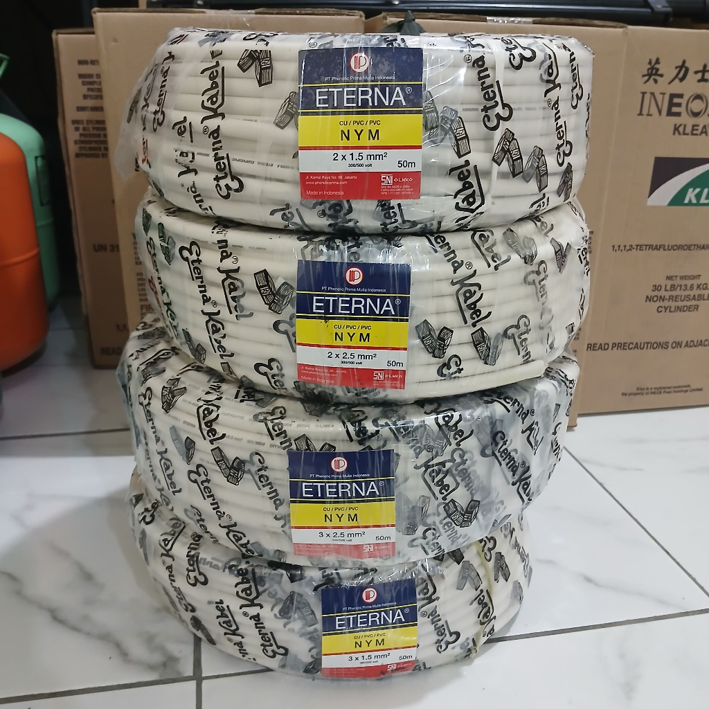 Eterna NYM 3x2.5mm Putih 50 Meter, Kabel Eterna 1 Roll, Kabel Eterna 2x1.5mm, Eterna 2x2.5, Eterna 3