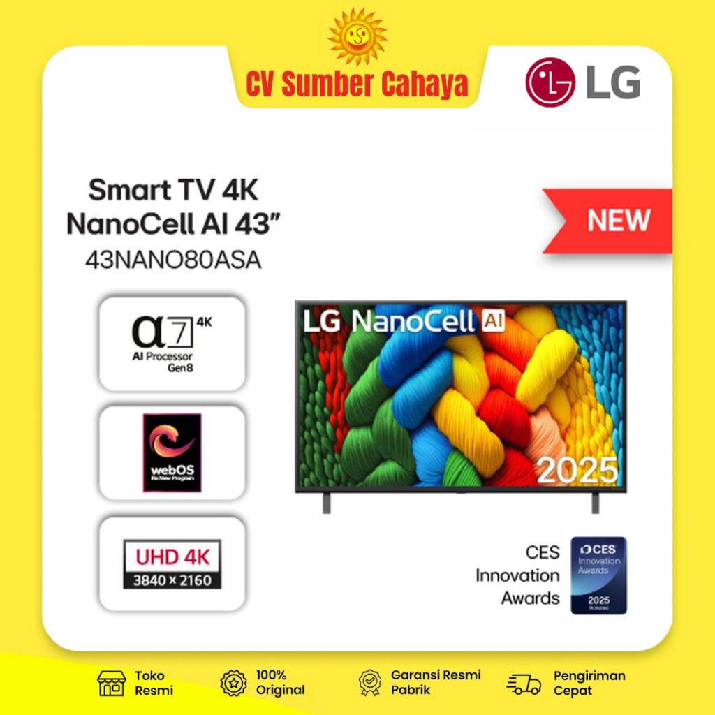 LG Smart TV NanoCell AI 43" 43NANO80ASA 2025 Televisi 43 Inch 60Hz Native 4K UHD ThinQ 43NANO
