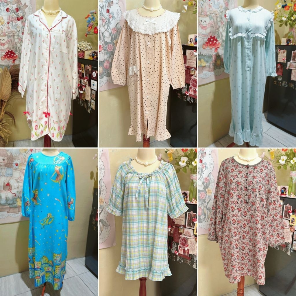 Sleepwear Bahan Katun & Kaos – Piyama Dress Kimono Daster Style Coquette Princess Fairycore Royal Vi