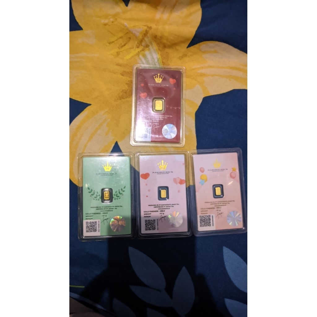 Emas Mini Gold Antam - 0.25 Gr, 0.1 Gr Desain Modern, Kemasan Aman