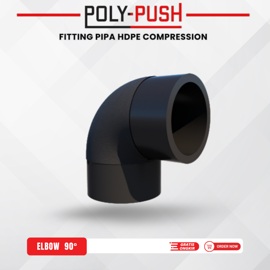Elbow Pipa Hdpe 90* Ukuran 8 Inch 200 mm PN 16 | Elbow Fitting Pipa Hdpe Distributor Resmi - PN 16