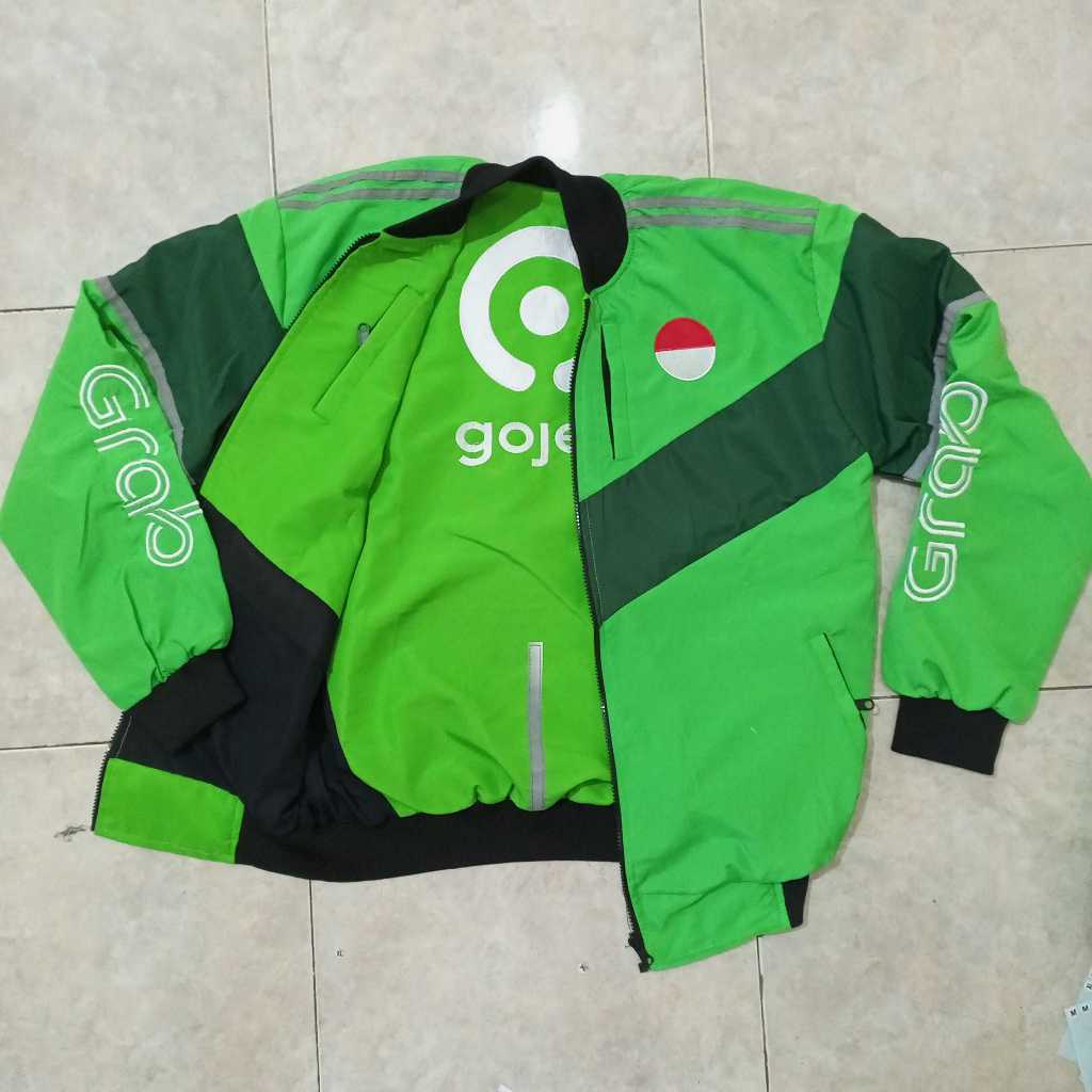JAKET GOJEK GRAB MODEL ORI BISA VERMUK BISA DIPAKE BOLAK BALIK KEREN