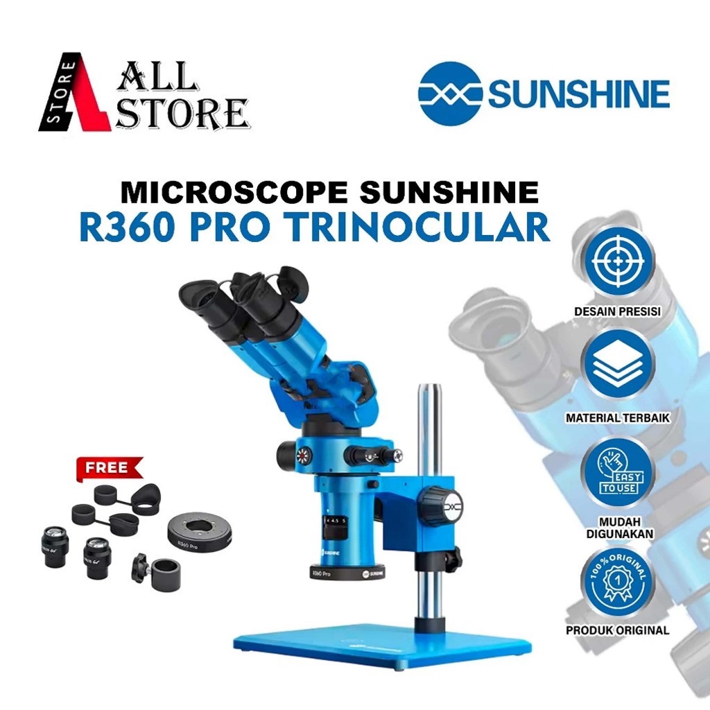 SUNSHINE R360 PRO TRINOCULAR MICROSCOPE HD SERVIS HP ORIGINAL - MIKROSKOP SUNSHINE R360 PRO HD TRINO