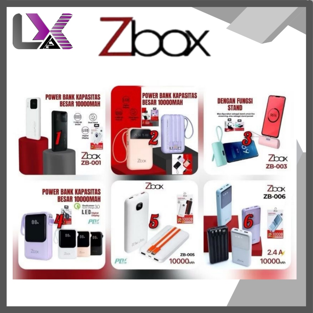 [GARANSI 1 TAHUN PURE KAPASITAS] Power Bank ZBOX ZB001 ZB002 ZB003 ZB004 ZB005 ZB006 ZB007 ZB008 ZB0