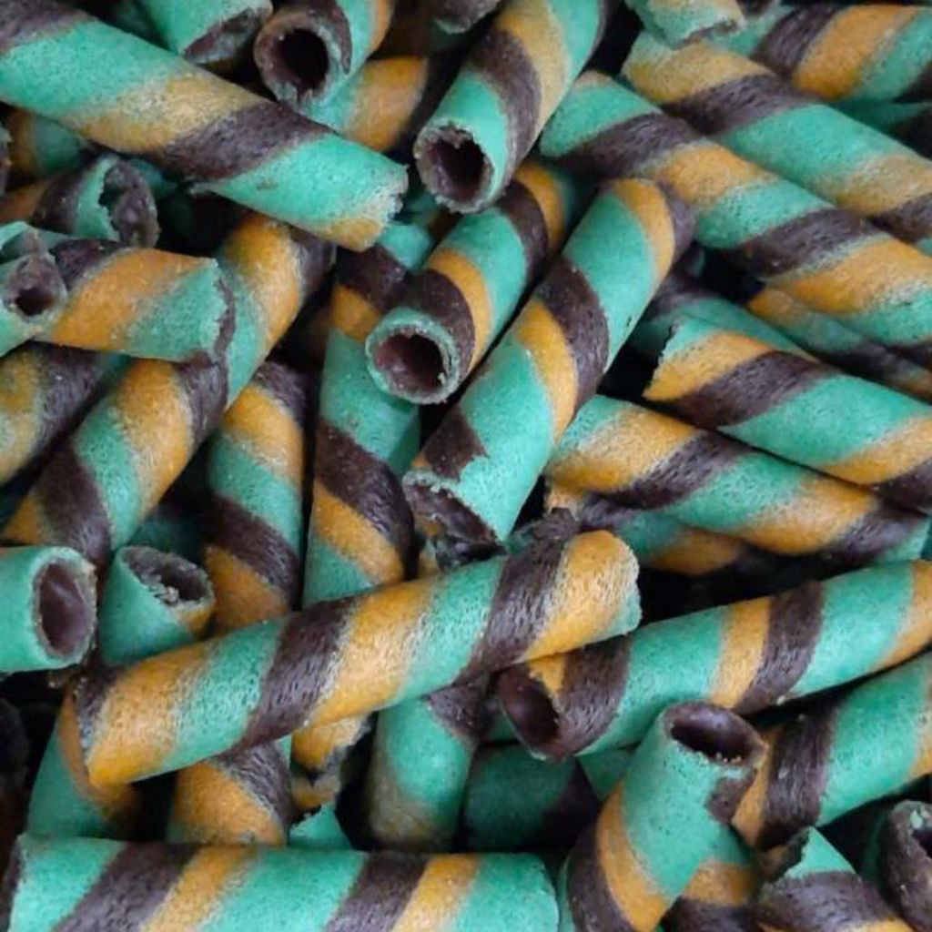 Wafer Roll Barcelona Green Tea Coklat, 500 gram