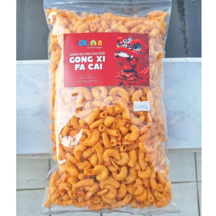 Snack Macaroni - Makaroni Bantet Sogan rasa Balado 500 gr Vegan & Vegetarian