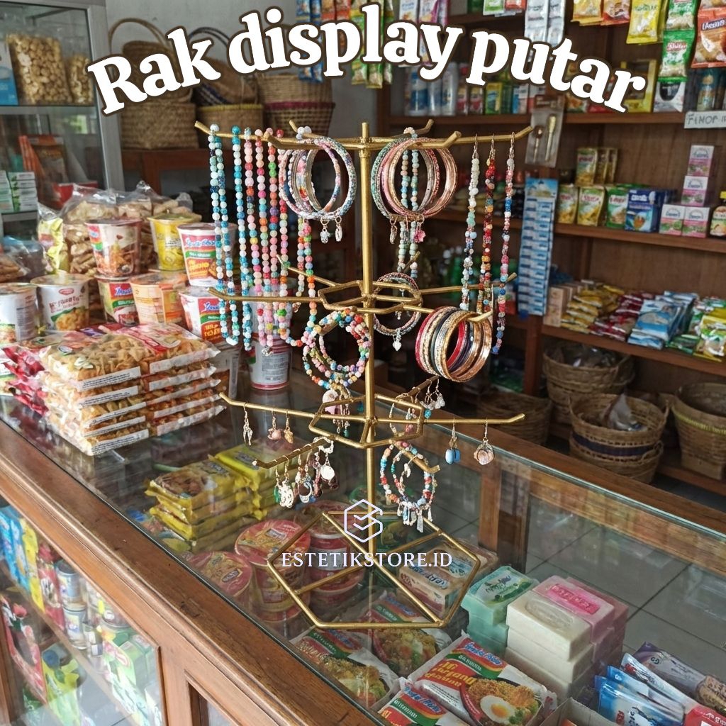 Rak Display Aksesoris Putar Besi Rak Aksesoris 3 Susun