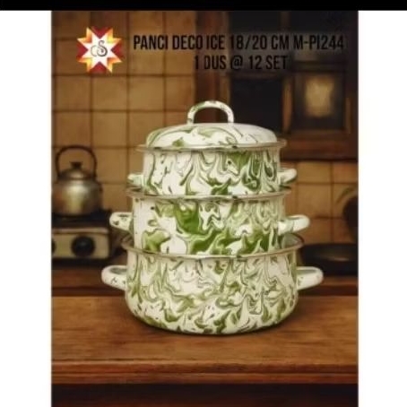 panci blirik set enamel motif blirik/panci set 16 cm 18 cm - 20 cm/panci enamel set