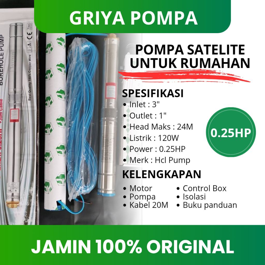 POMPA SATELIT UNTUK RUMAHAN TERBAIK  3D0251D+KABEL30M