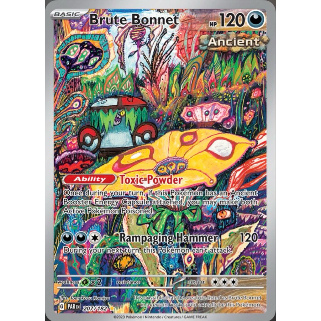 Pokémon TCG Brute Bonnet 077/066 Near Mint Sv4k: Ancient Roar Holo AR (Indonesian)