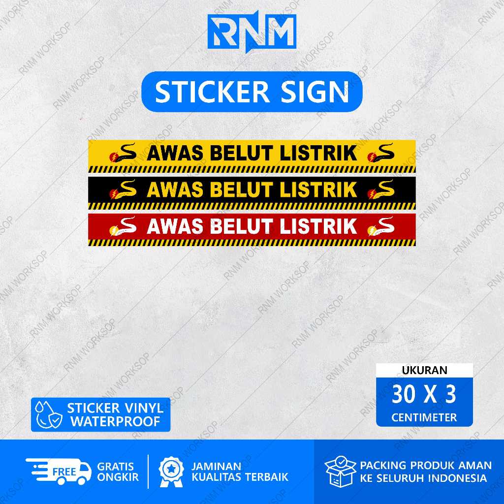 STICKER LIS AQUARIUM AWAS BELUT LISTRIK 30 X 3