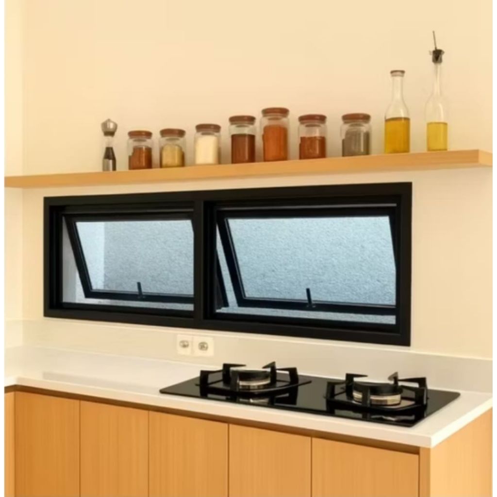 kusen jendela aluminium 2 daun kokoh dan menimalis