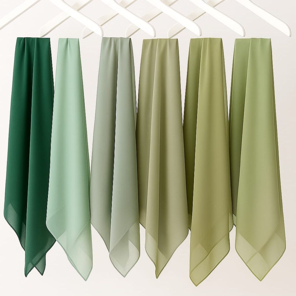 Hijab Pollycotton Hijab Square ( Warna Polly Emerald, Polly sage Green, Polly Kiwi, Polly Mint, Poll