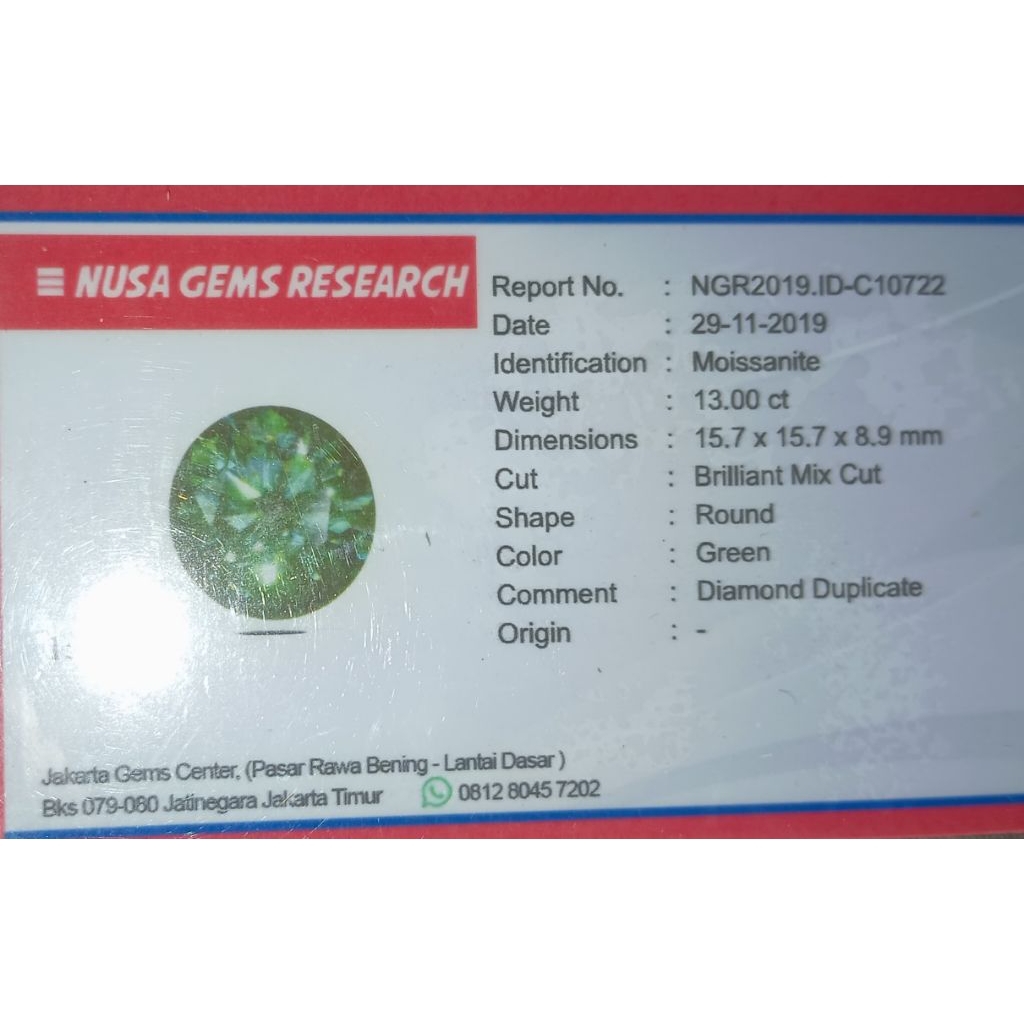 Cincin Mata Batu Green Moissanite (Diamond Simulants) Premium +Memo (Kolektor Item)