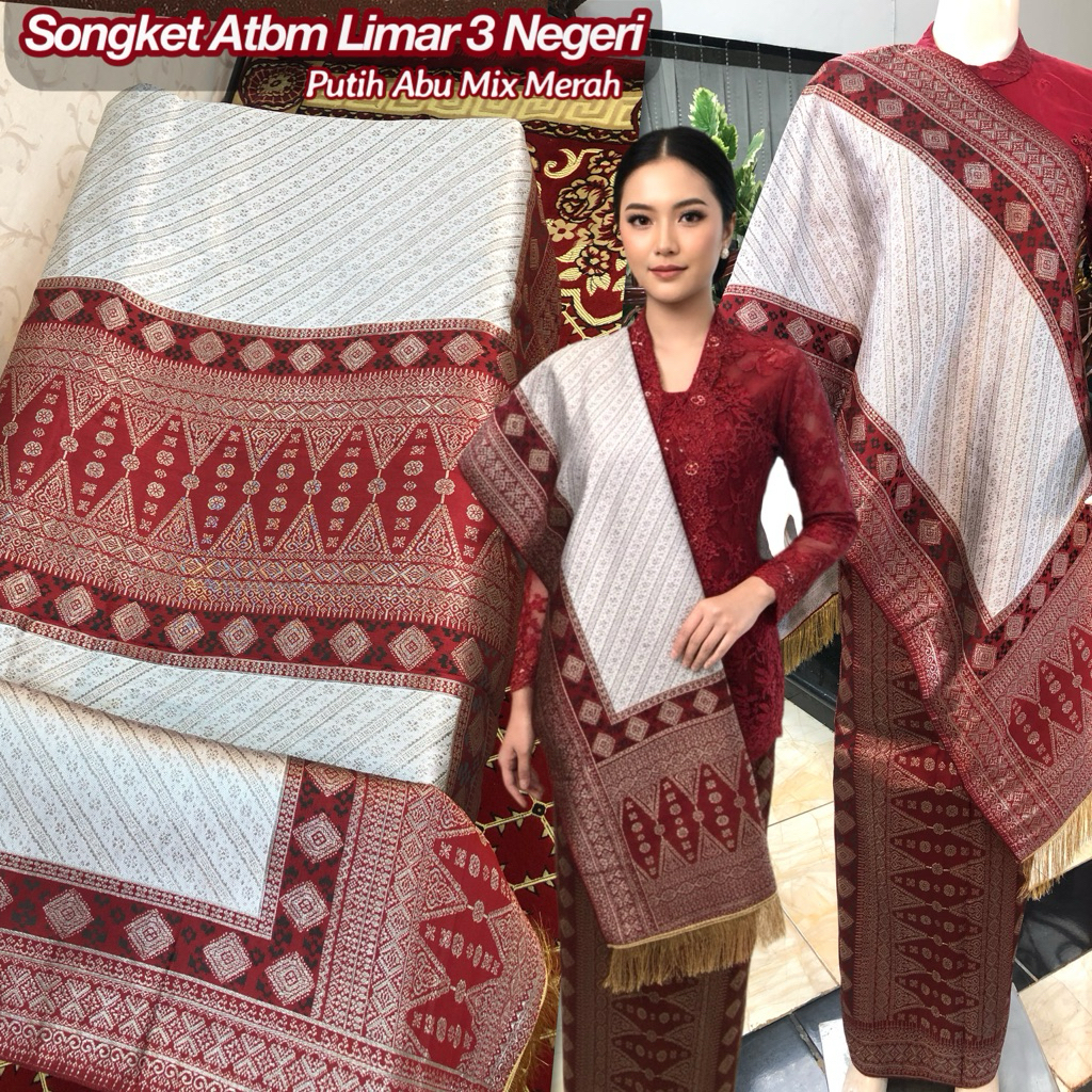 NEW Songket Atbm Limar 3 Negeri Exclusive / Songket Tenun Mesin Palembang ilham Songket  / Motif Pul