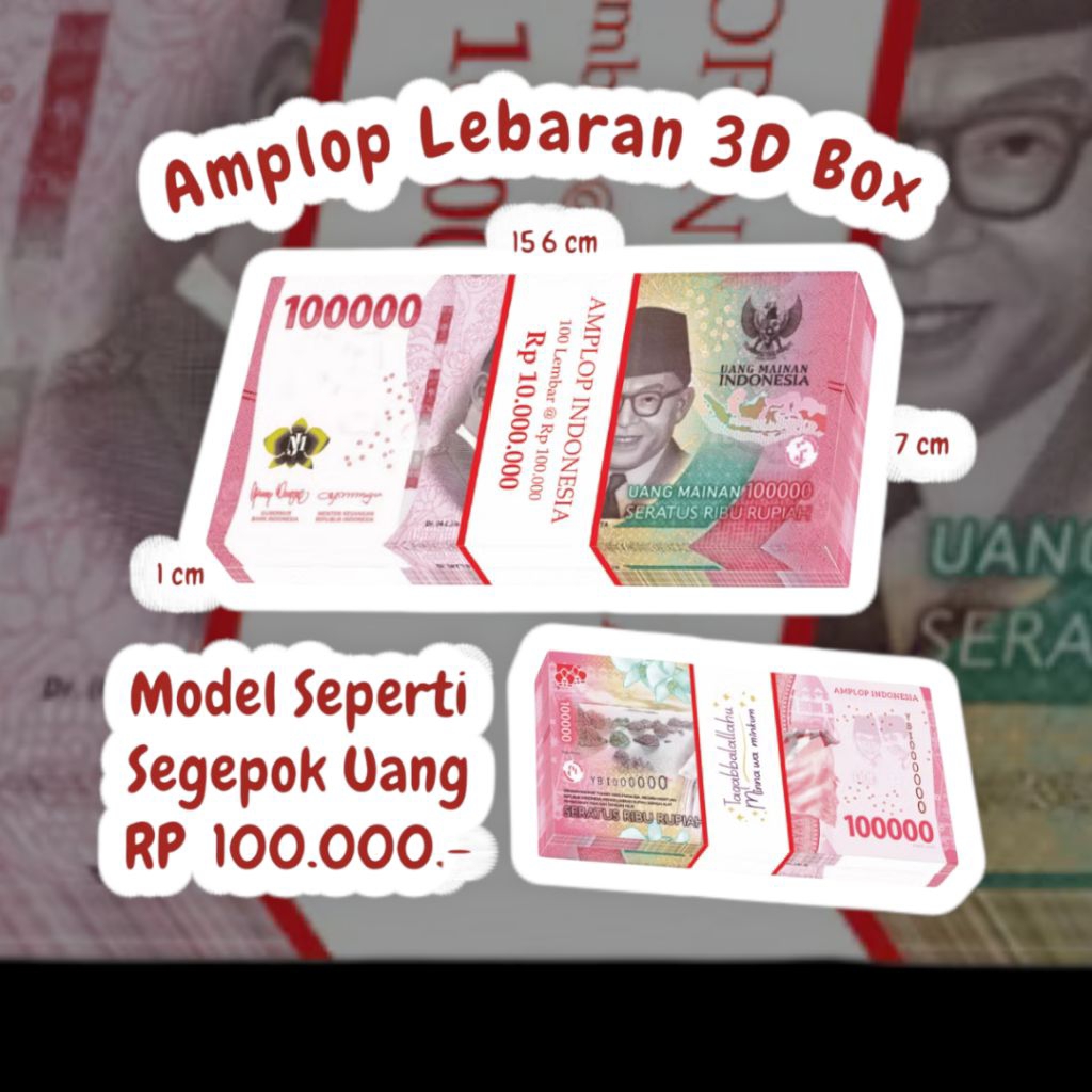 AMPLOP/ANGPAO Lebaran 3D uang gepokan
