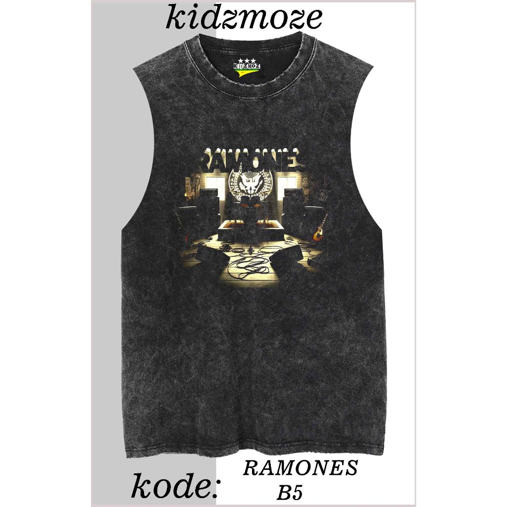 KIDZMOZ KAOS SINGLET SLIM RAMONES WASHED COTTON COMBAD24S PREMIUM