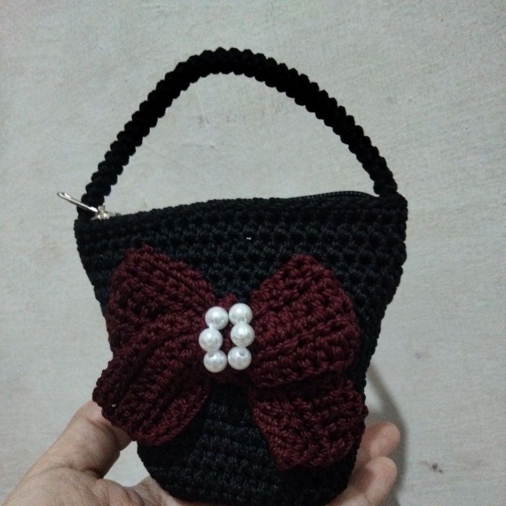 Dompet koin Rajut/Dompet Kecil Kekinian/Dompet Rajut Tangan