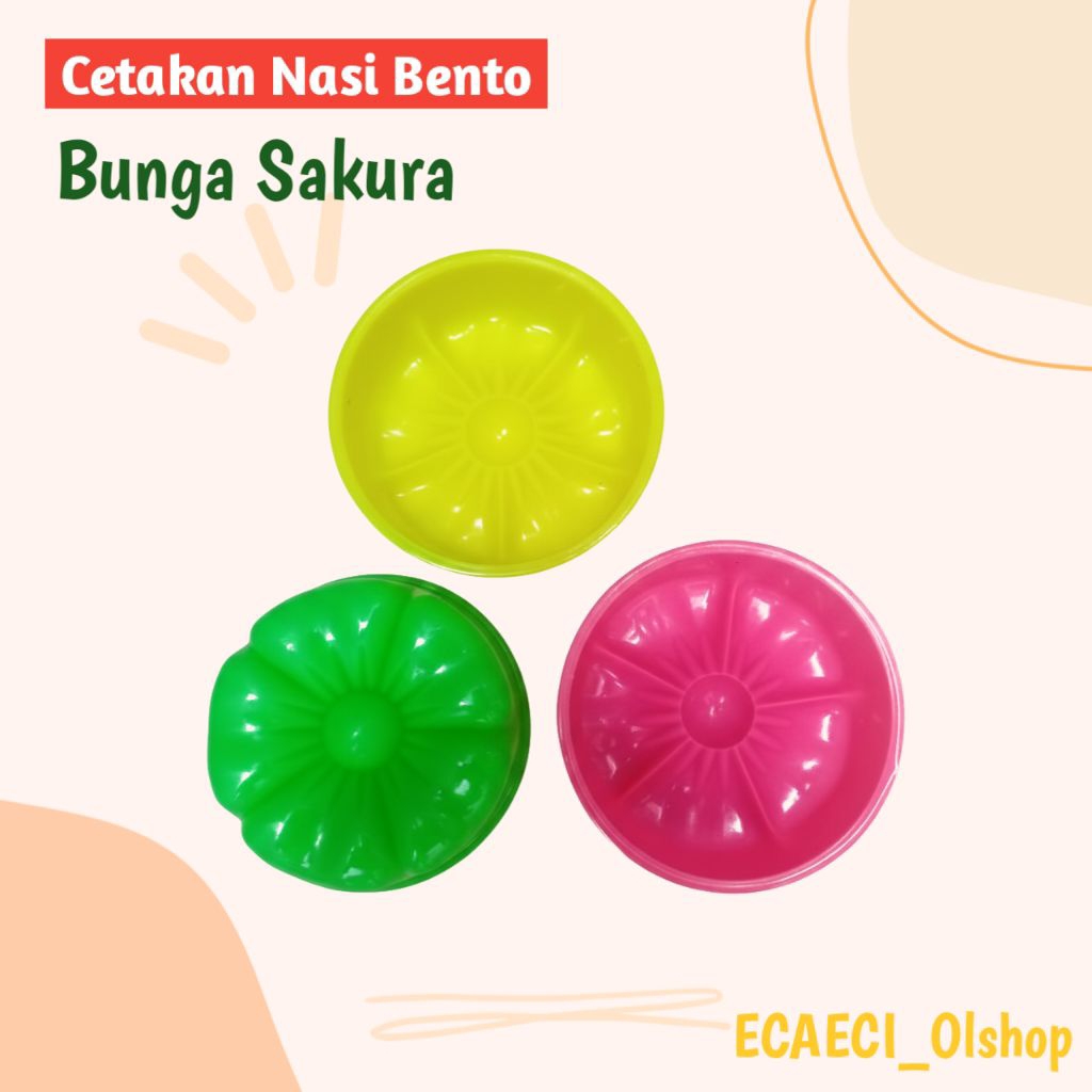 Cetakan Nasi Bento Bunga Sakura Besar Plastik Isi 3 Pcs