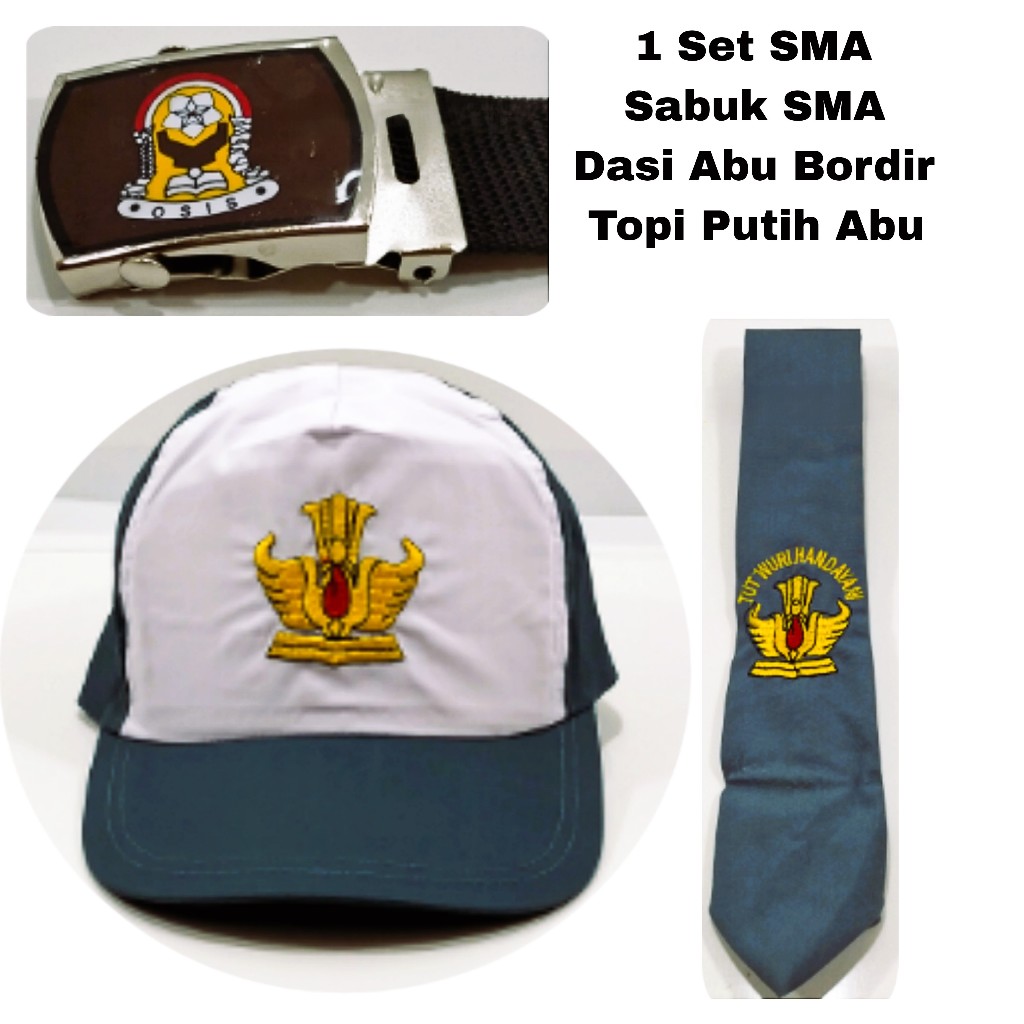 Set Lengkap SMA ( Topi, Sabuk, Dasi )