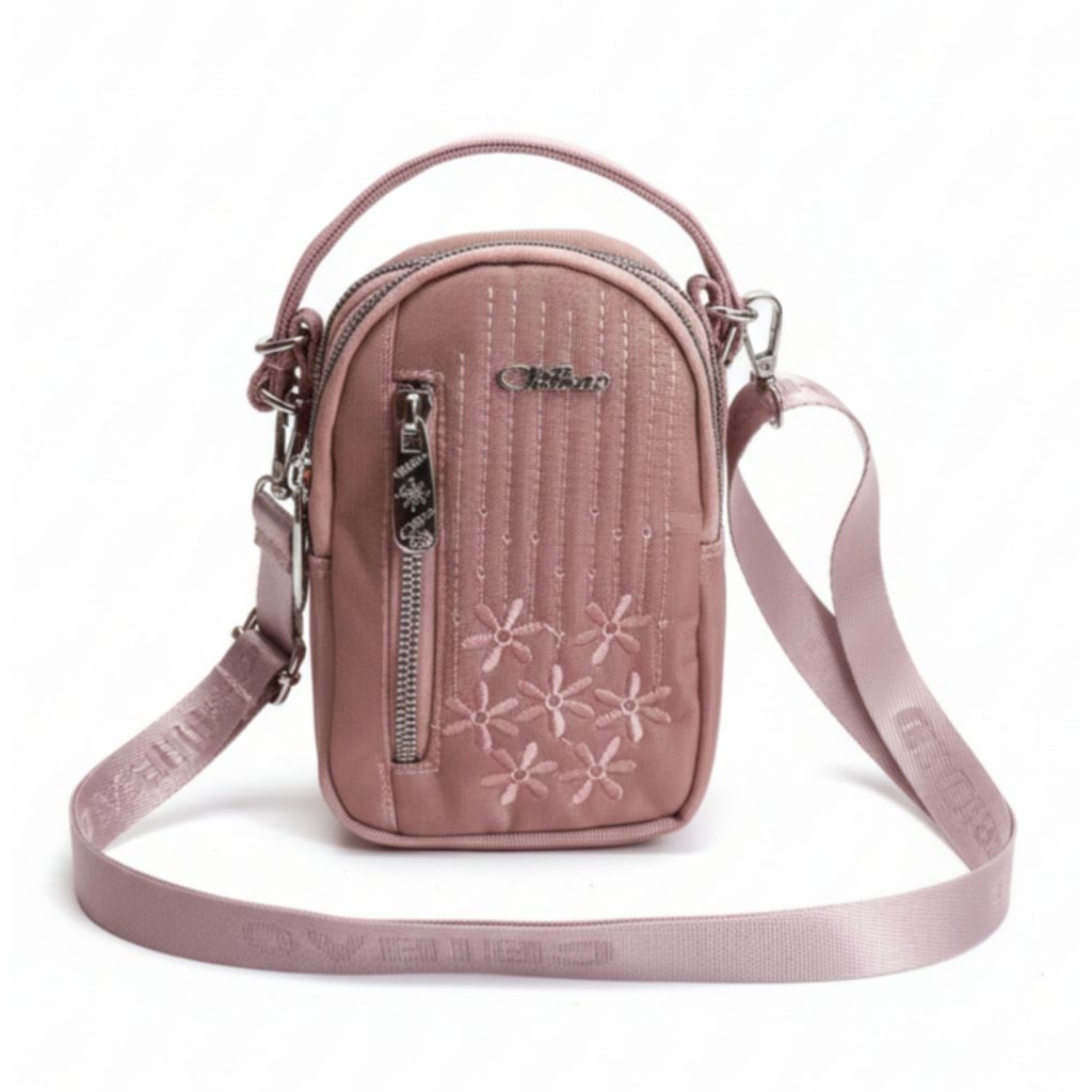 CHIBAO-22-35-TAS PONSEL SELEMPANG JINJING WANITA UKURAN KECIL MOTIF BUNGA BORDIR