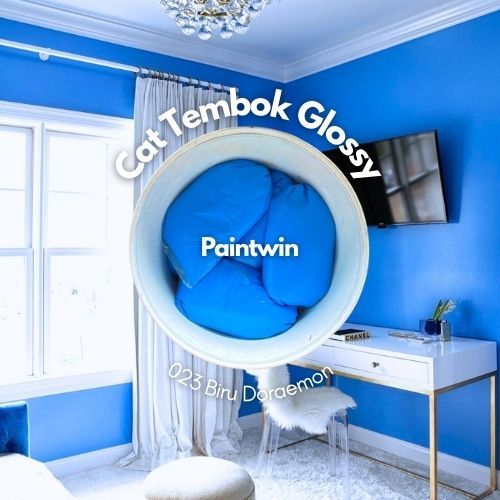 Cat Tembok Glossy Warna Biru Doraemon 1KG Aesthetic Waterproof Bisa Di Lap Dan Dicuci by Paintwin