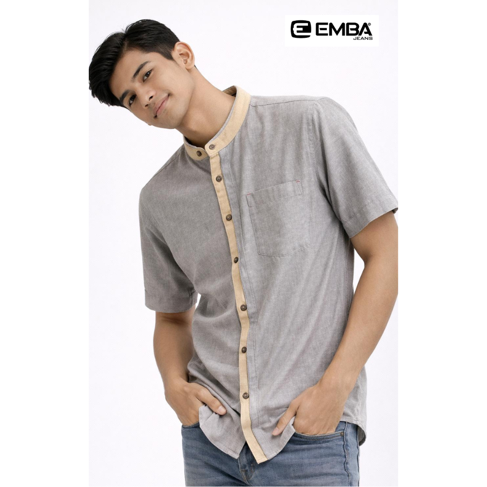 Emba Kemeja Pria Dewasa Polos List Warna Kancing 10209101 (01) // Revo Fashion