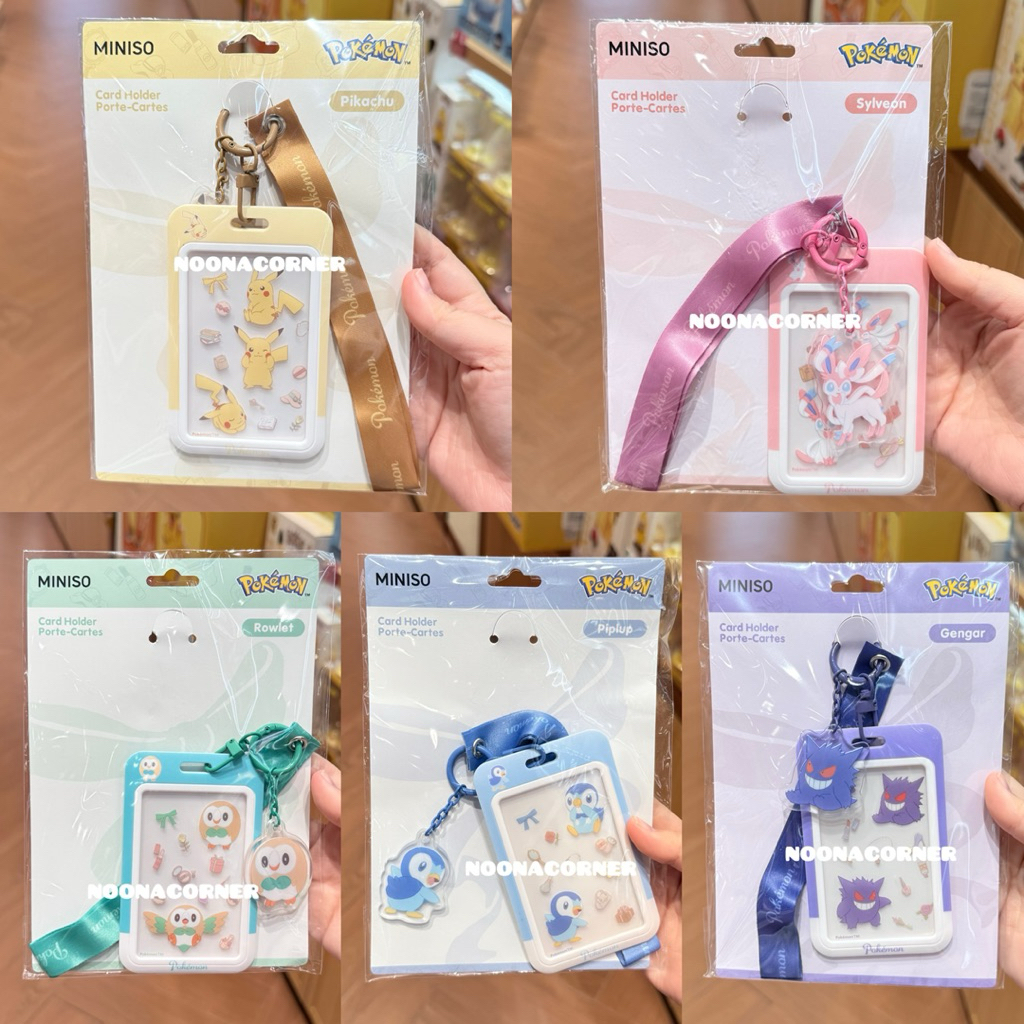 Miniso x Pokemon ‼️ Cardholder with Lanyard Pokemon Collections (Pikachu / Piplup / Gengar / Sylveon