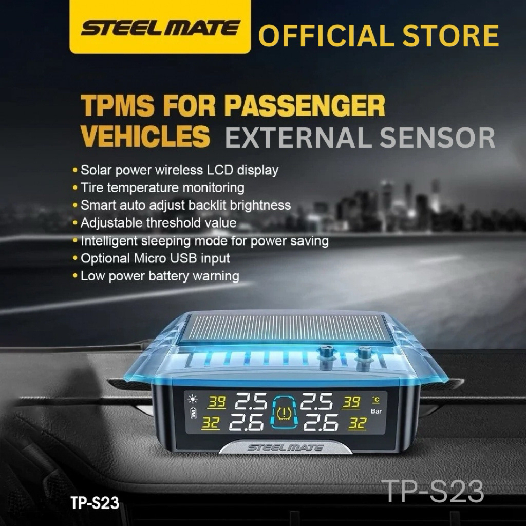 SMART TPMS LCD DISPLAY (External Sensor) STEELMATE TYPE S23 (ORIGINAL) GARANSI 1 TAHUN