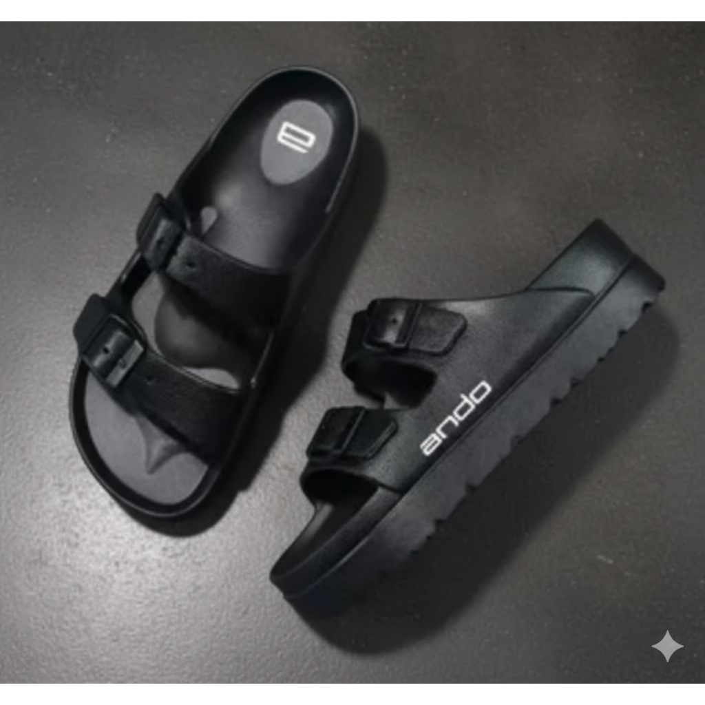 Sandal Slop Pria Ando Sandal Karet Tali dua Gesper