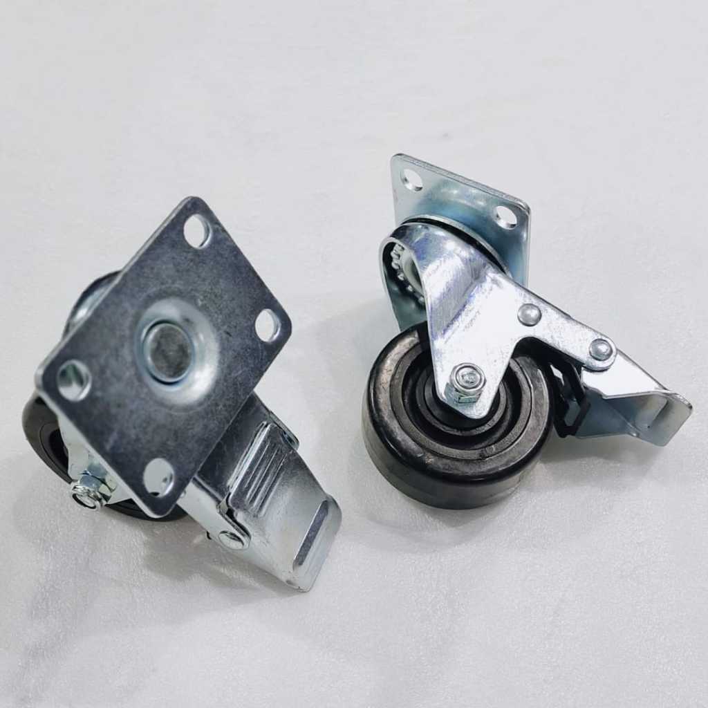 Roda troli 1 set isi 4 plus pengunci ukuran roda 3inch