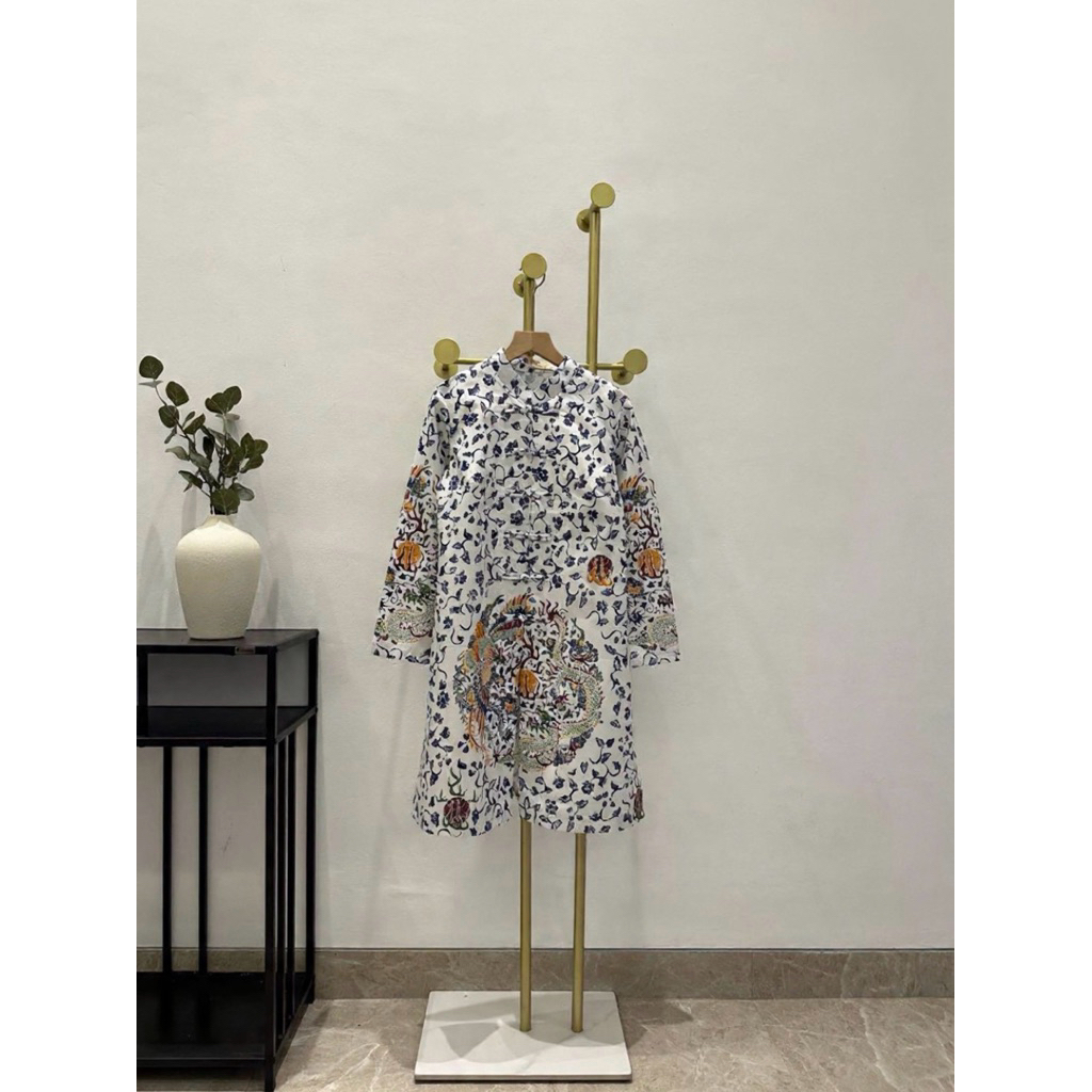 SSR | Midi Dress batik premium Motif Naga Putih