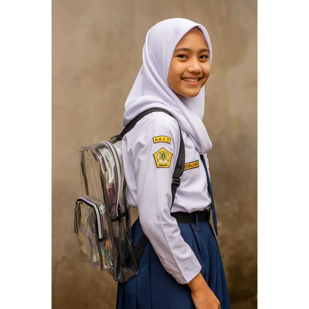 Ransel Sekolah Anak Perempuan SMP - Tas Sekolah Korean Style - Tas Sekolah Transparan Aesthetic Mika