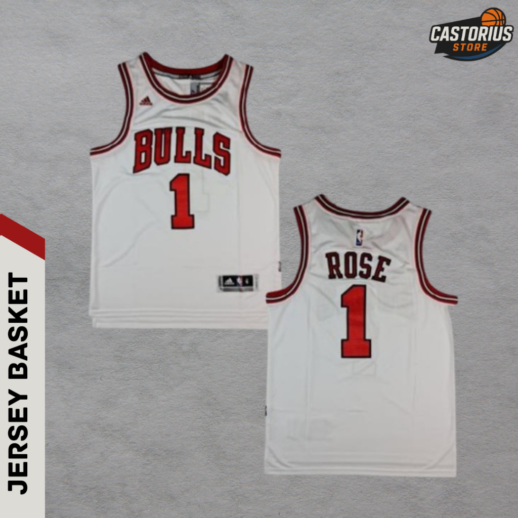 Baju Jersey Basket Swingman Derrick Rose Chicago Bulls Putih #1 - BULLS PUTIH DERRICK ROSE #1