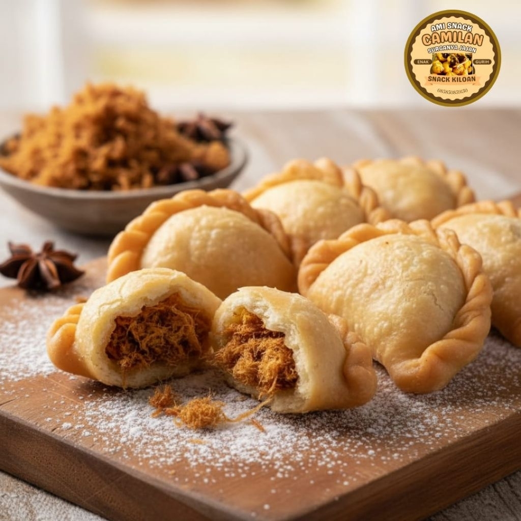 Kue pastel mini renyah homemade isi abon sapi toples tabung 400ml-rasa nikmat, renyah, camilan favor