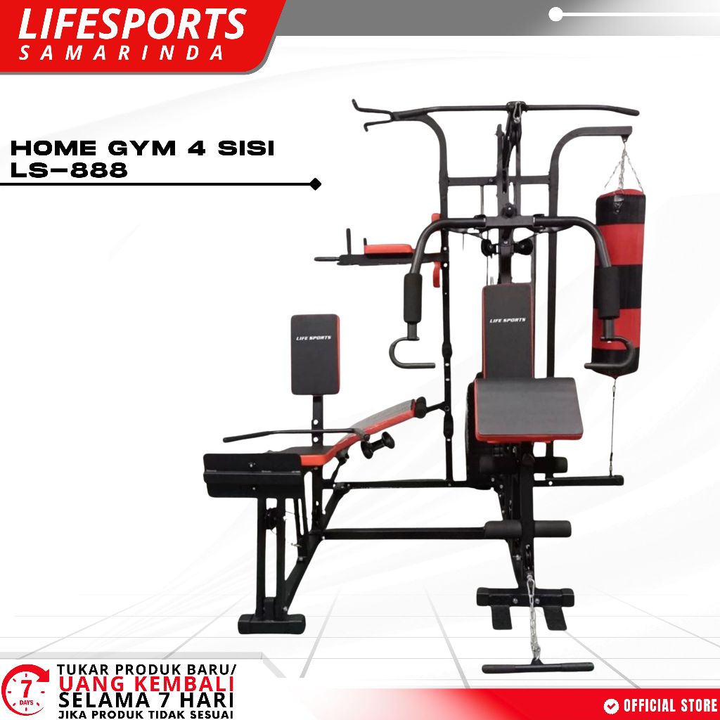 LIFESPORTS - Alat Olahraga Fitness Gym HG Multi Homegym 4 Sisi Leg Press LS HG 888