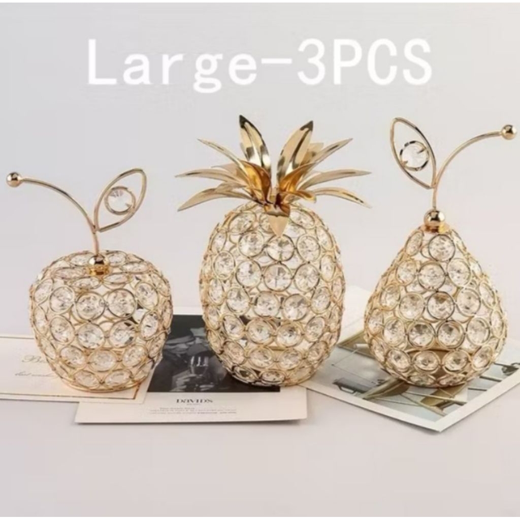 Pajangan kristal nanas apel mewah gold