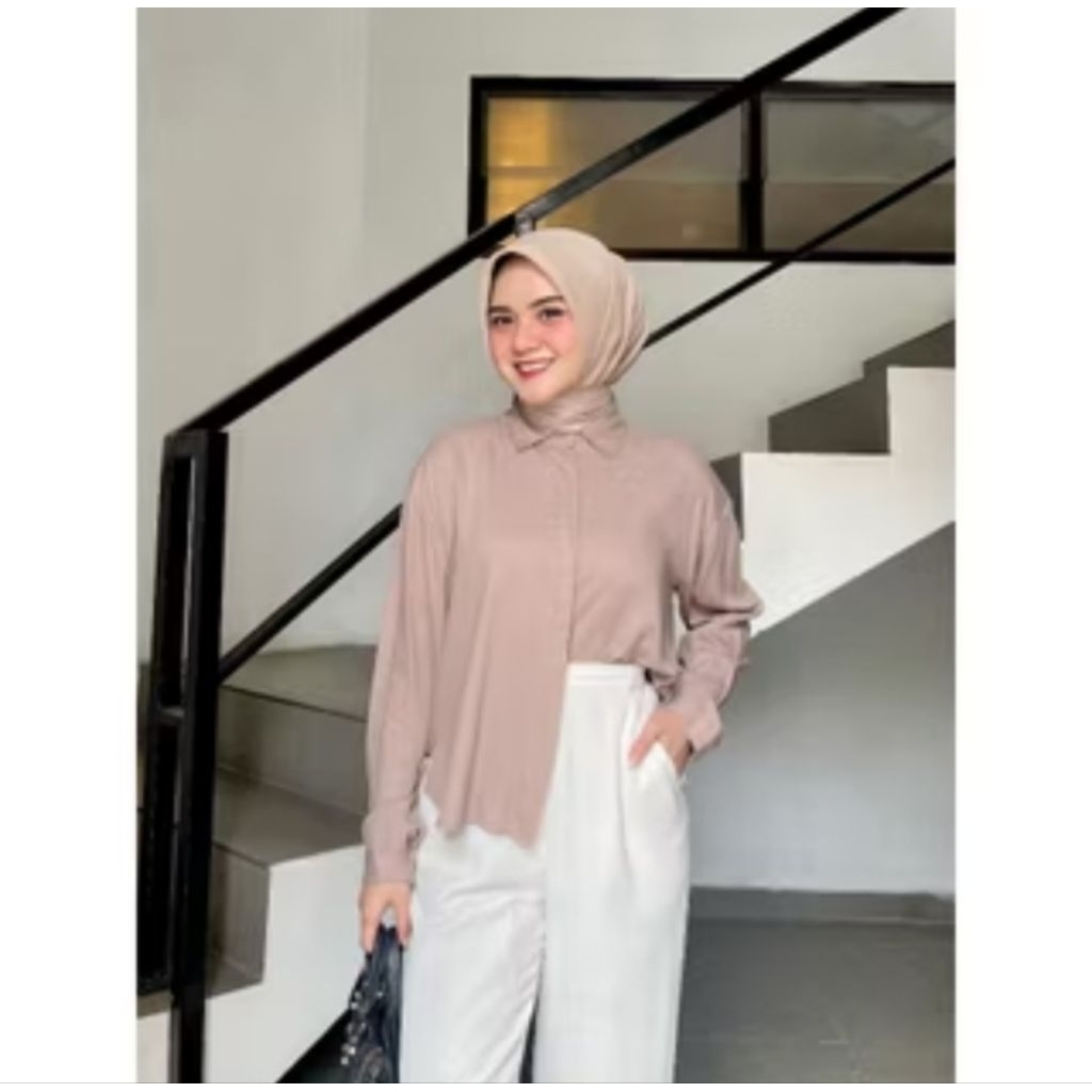 PL kemeja blouse monica the label broken white