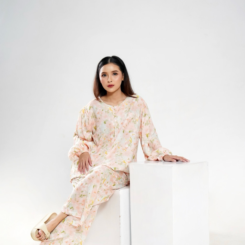 NENA homewear - Lara Oneset - Oneset Panjang Dewasa Rayon Premium - Setelan Wanita Kekinian
