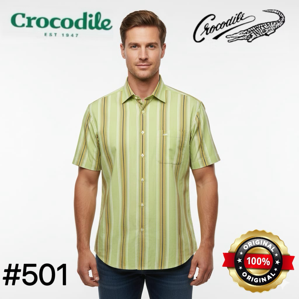 ( LUXOYEZ ) 501 BAJU CROCODILE ORIGINAL BRANDED BISA COD PRIA KEMEJA ATASAN BAHAN KATUN MEDAN KERAH 