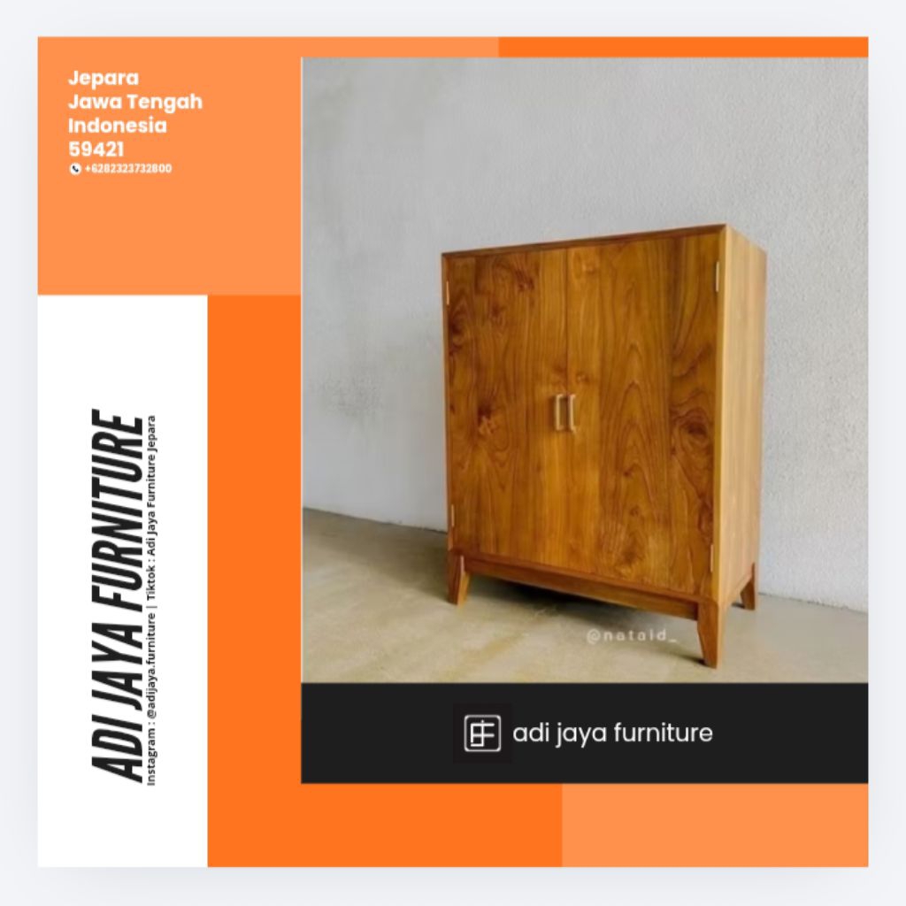 lemari kabinet kecil lemari penyimpanan serbaguna kayu jati lemari cabinet rak sepatu tertutup
