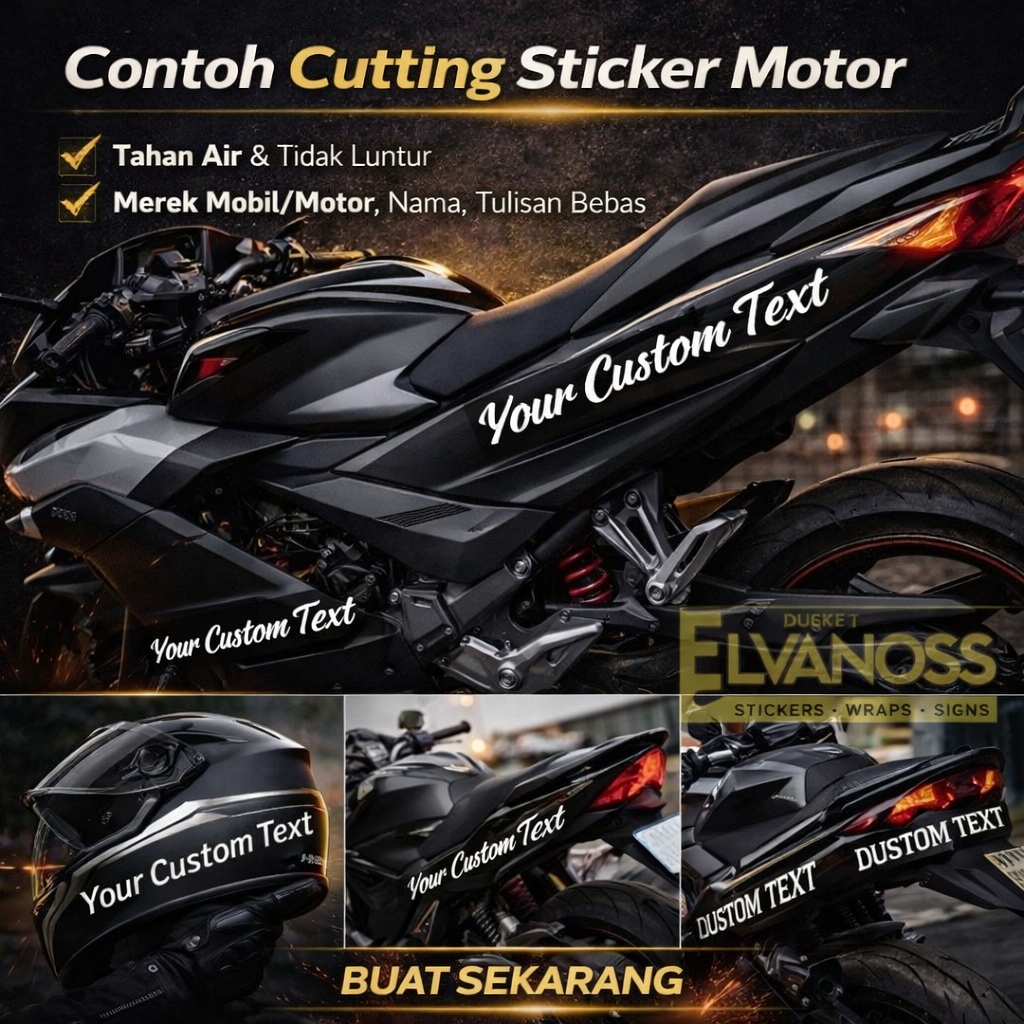 Sticker Nama Motor Custom | Cutting Vinyl Sticker Motor Sport Matic | Tahan Air