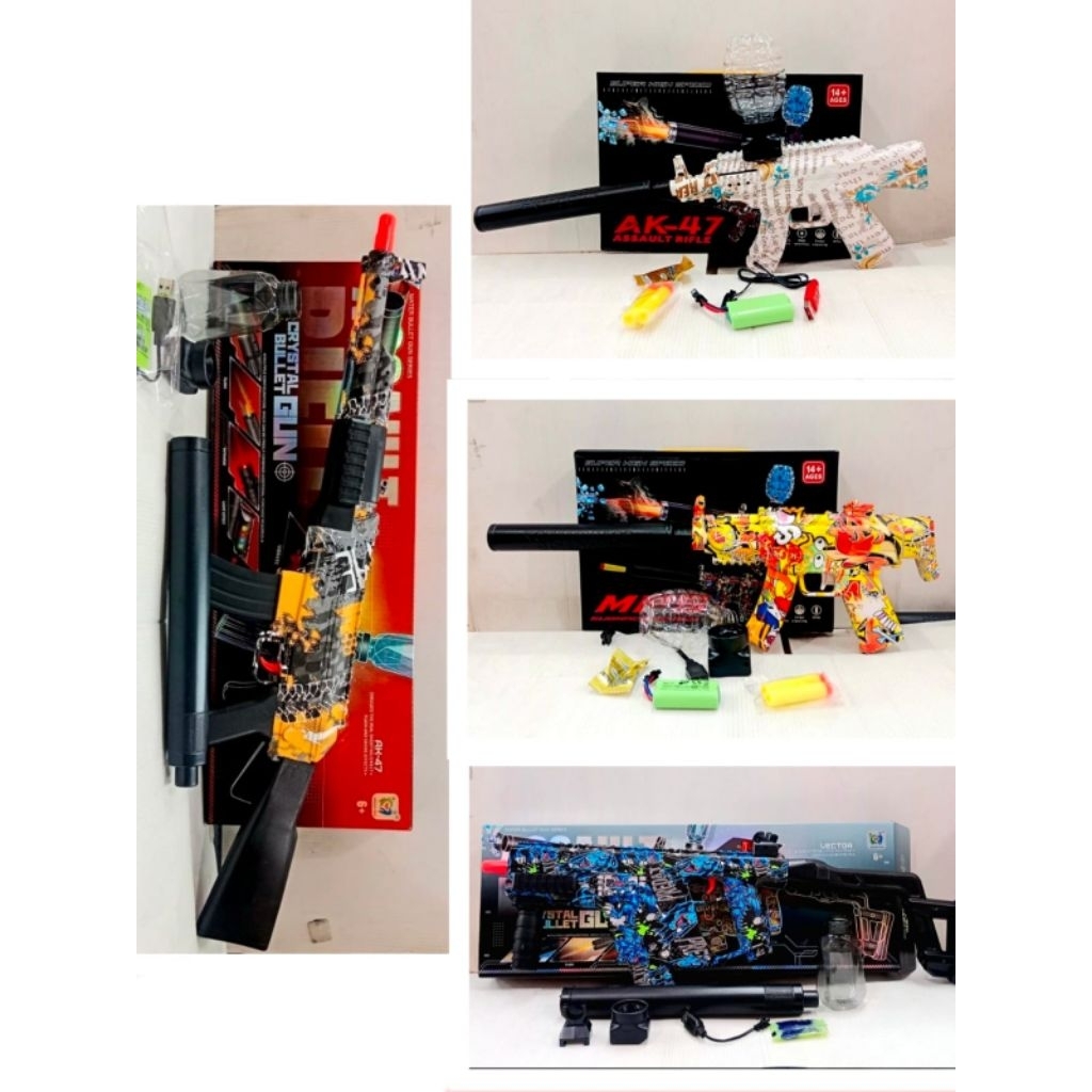 Mainan Bahan Plastik Akm-47 Jelly Water Gun Baterai Tanam Auto