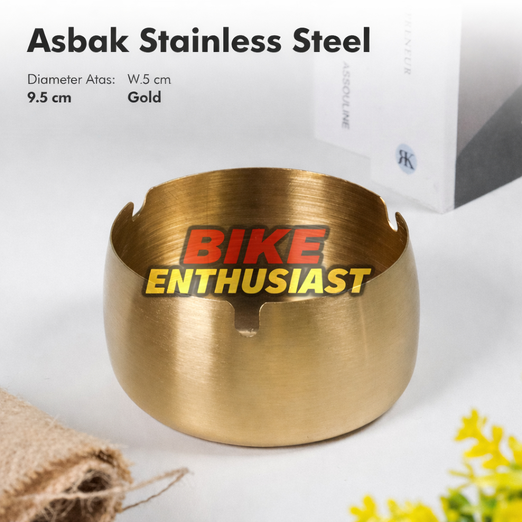 T9224 Asbak Stainless Steel 9.5 x 10 x 5CM Diameter Atas 9.5 diameter Bawah 10 CM Asbak Besi