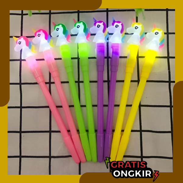 Pulpen Pen Gel Lampu Nyala Mainan Edukasi Anak Lucu