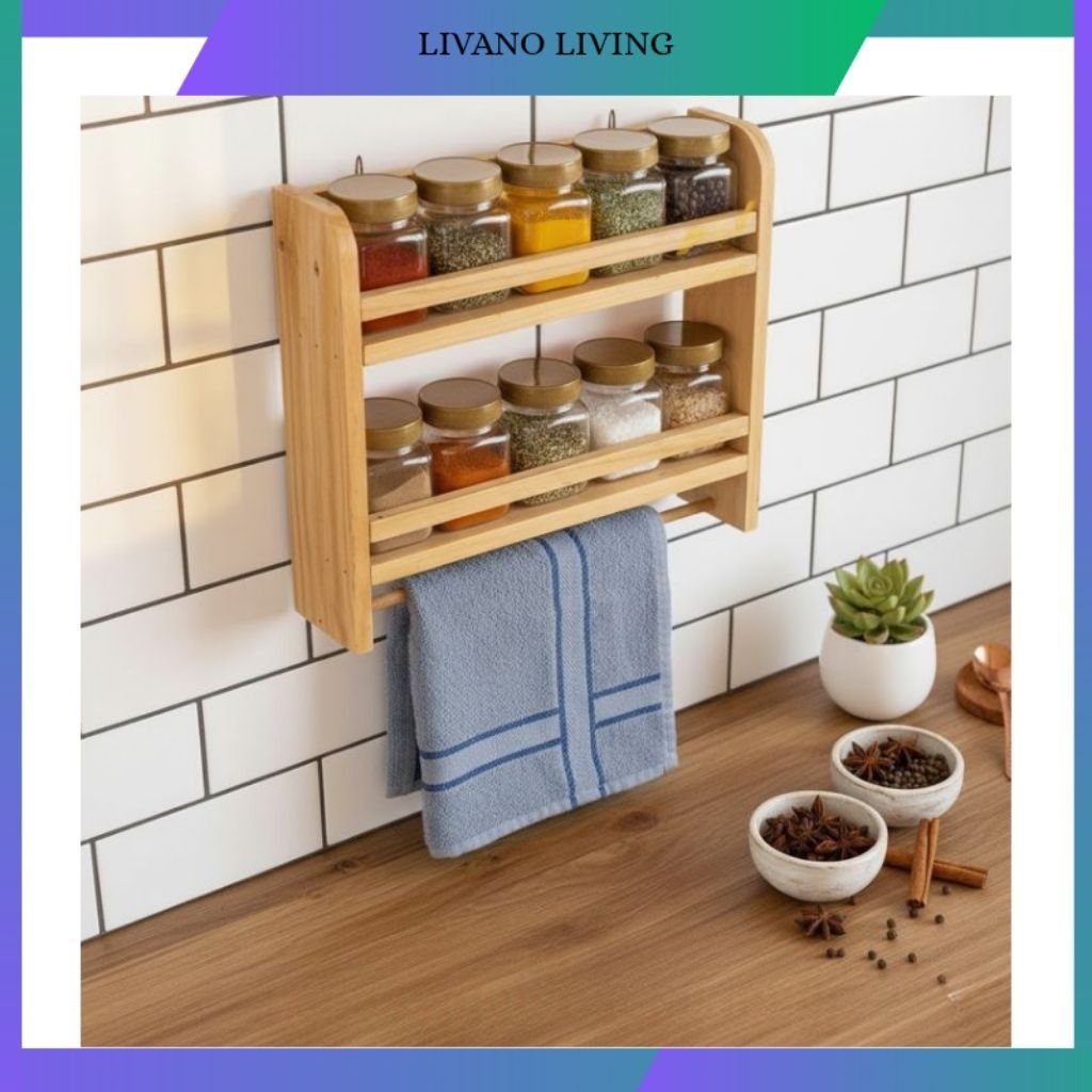 rak dinding minimalis,rak bumbu dapur aesthetic,rak botol toples,rak multifungsi kayu