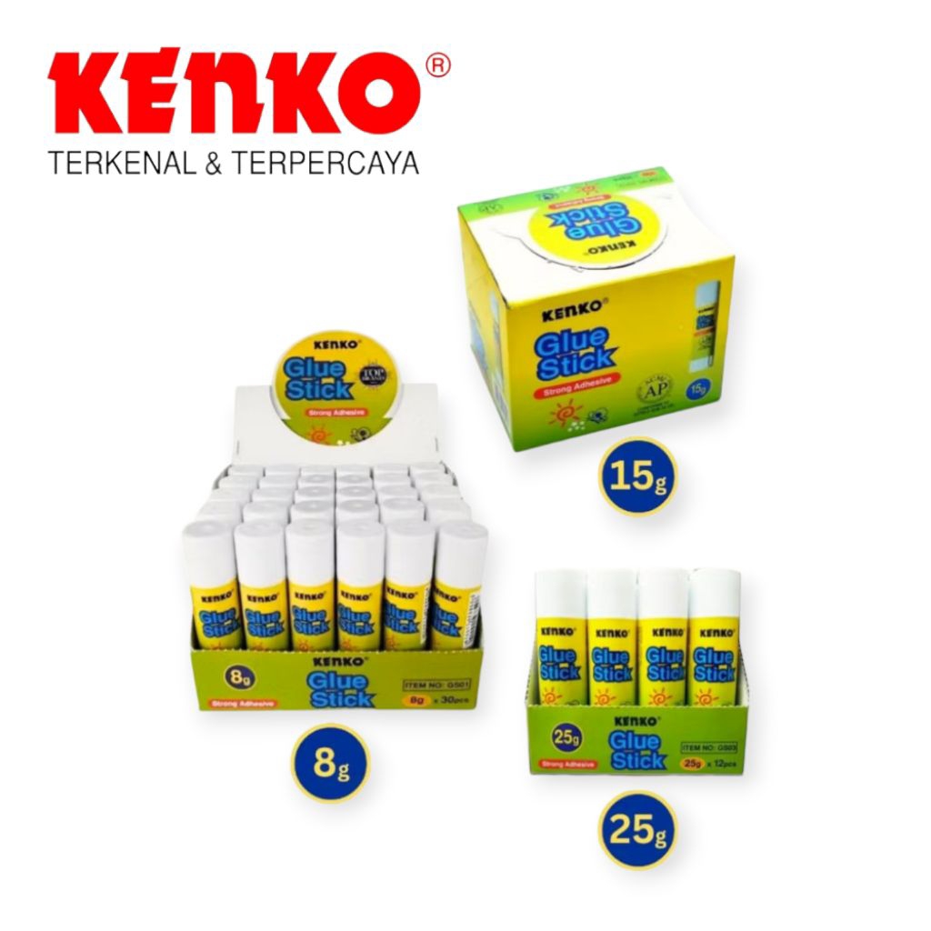 1 BOX Kenko Glue Stick, Lem Stick, Lem kertas 8gram/15gram/25gram